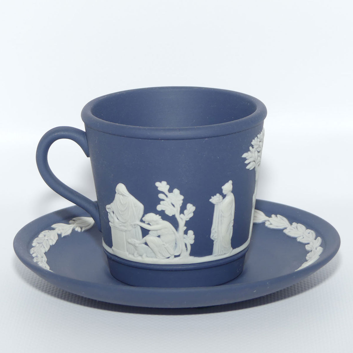 Wedgwood Jasper | White on Dark Blue cup and saucer