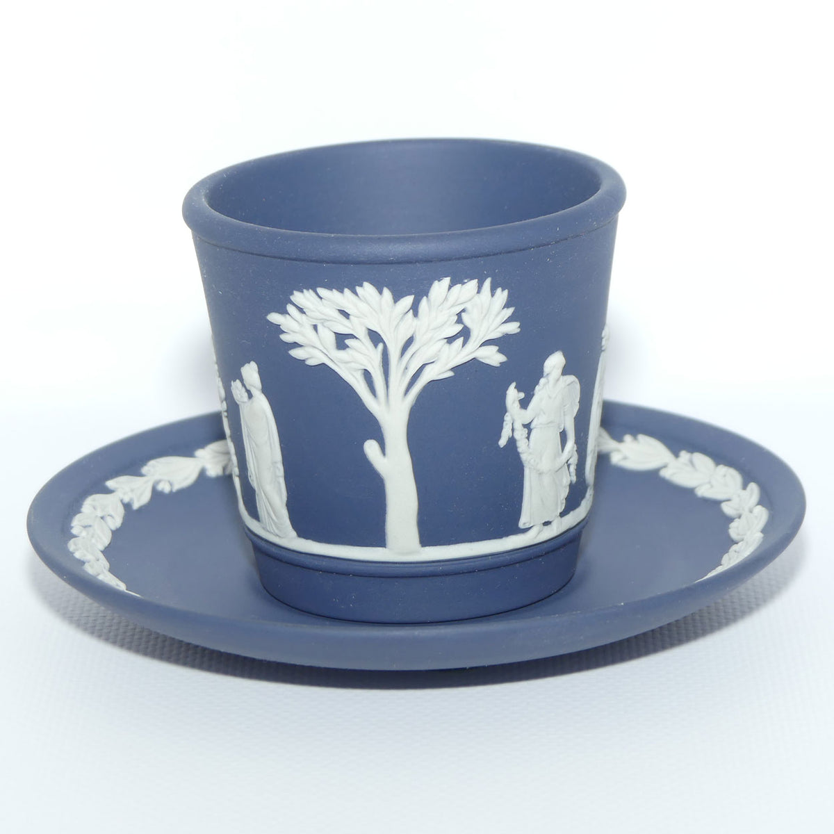 Wedgwood Jasper | White on Dark Blue cup and saucer