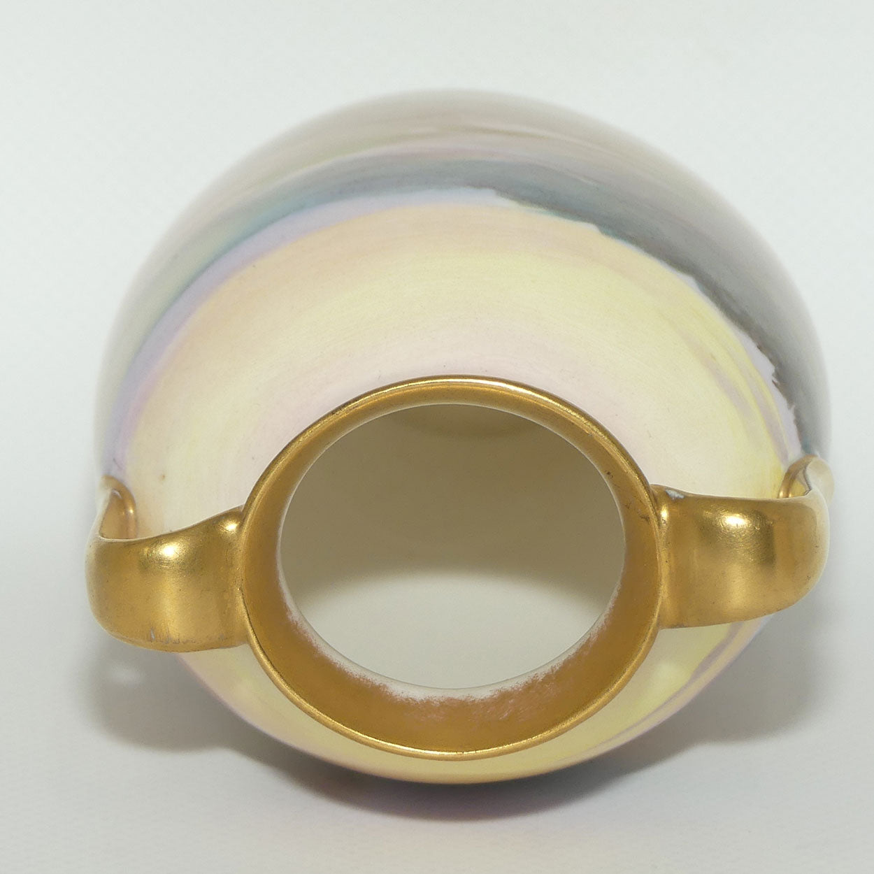 Royal Doulton hand painted & gilt twin handled Farm girl feeding chickens scene vase | Curnock