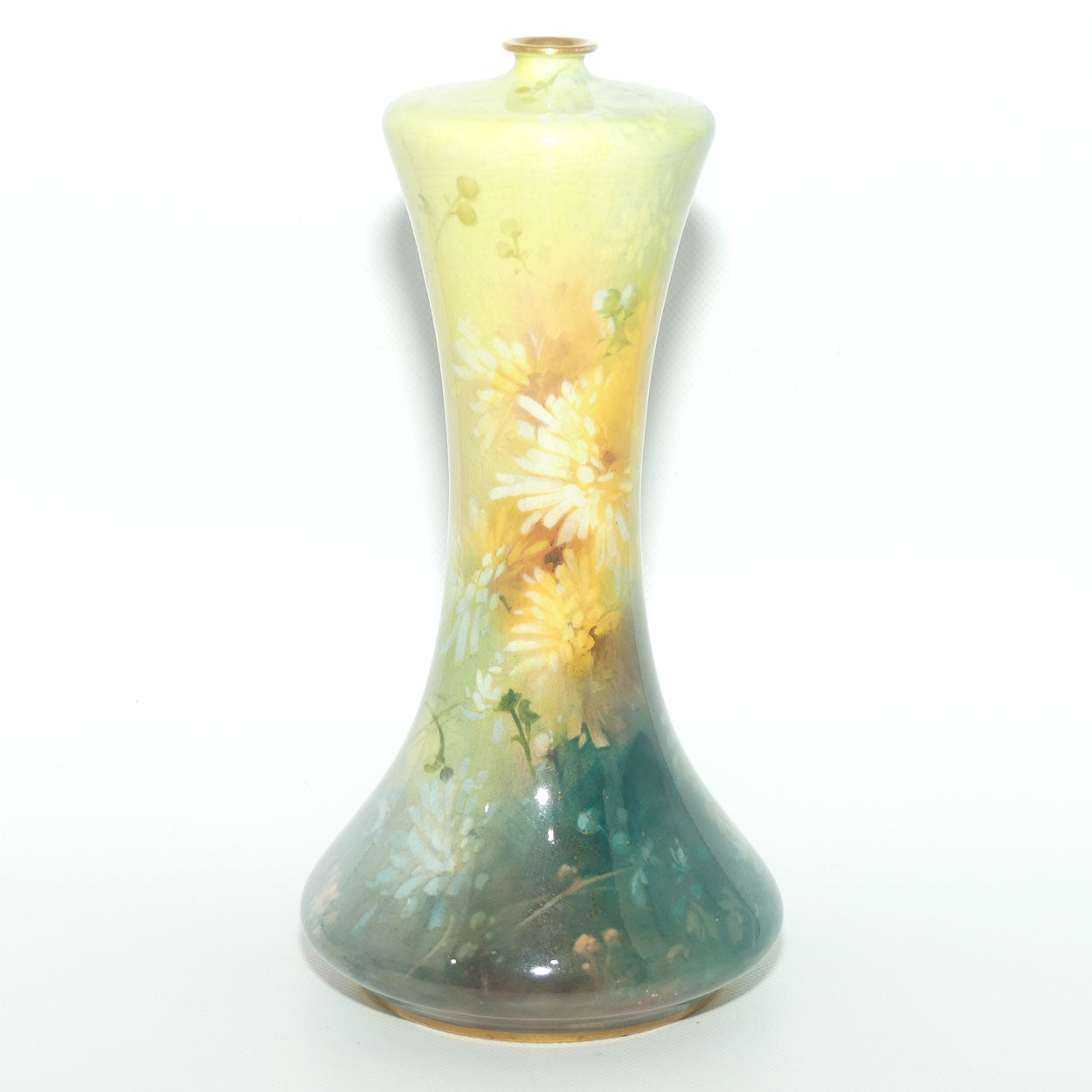 Doulton Burslem Luscian Ware hand painted & gilt floral vase (Curnock)