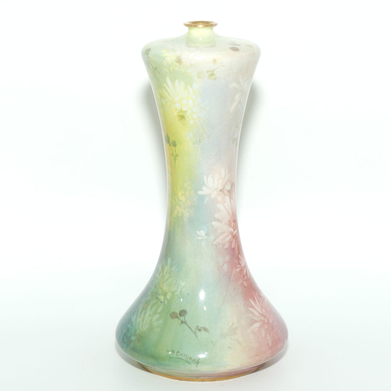 Doulton Burslem Luscian Ware hand painted & gilt floral vase (Curnock)