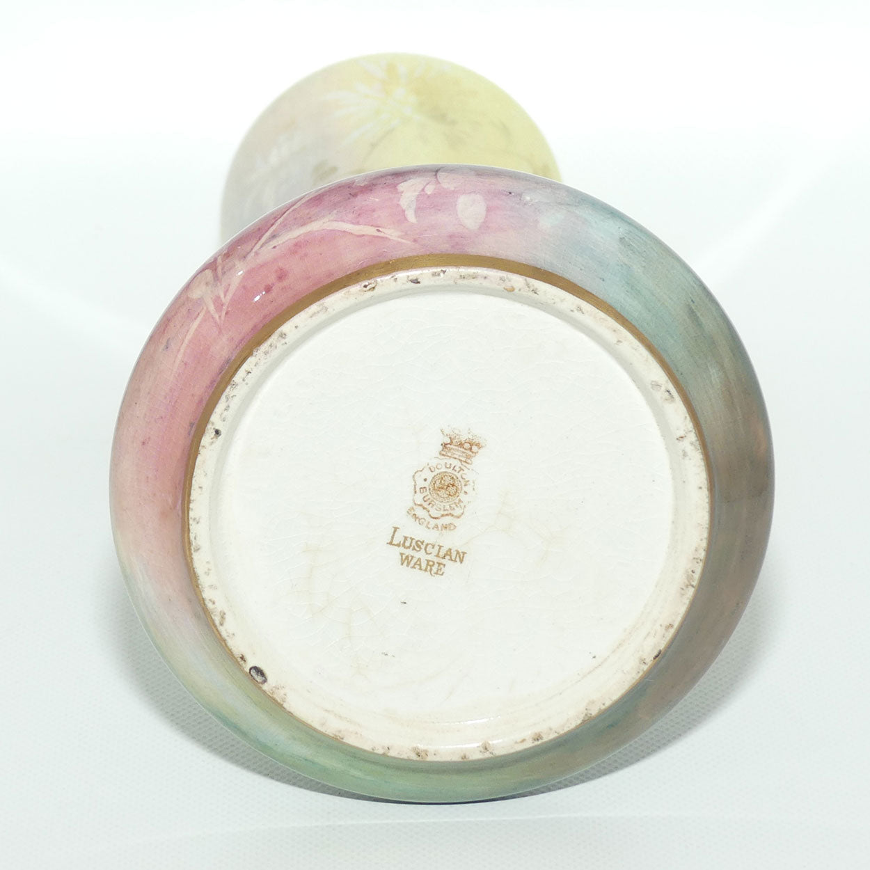 Doulton Burslem Luscian Ware hand painted & gilt floral vase (Curnock)