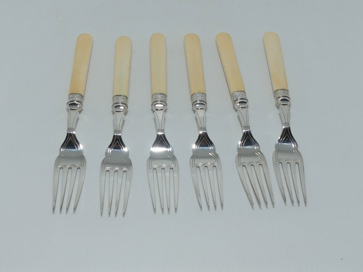 EPNS and Bone Handled Fish Eater set in Walnut case | George Butler & Co Sheffield | Sterling Silver ferrules