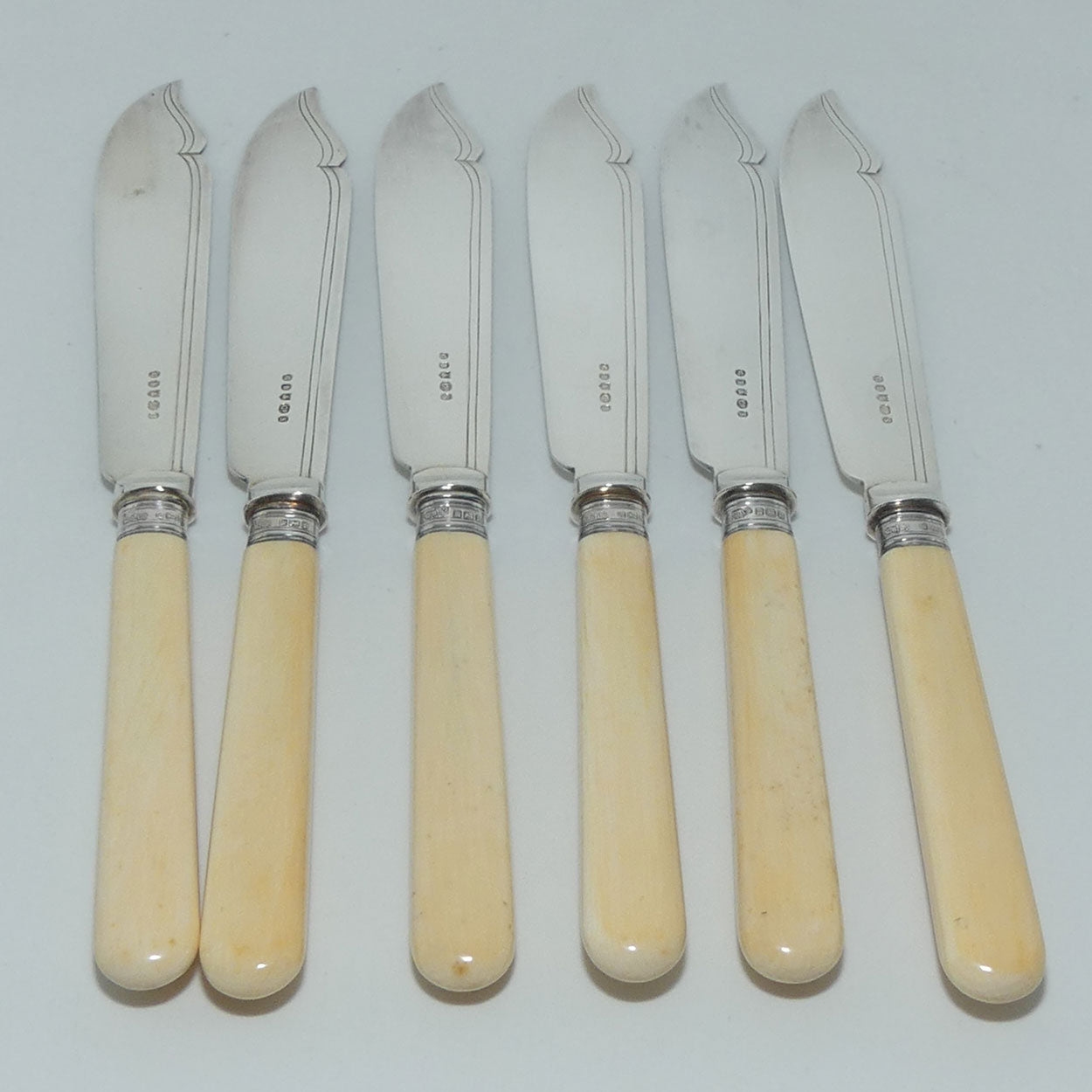 EPNS and Bone Handled Fish Eater set in Walnut case | George Butler & Co Sheffield | Sterling Silver ferrules