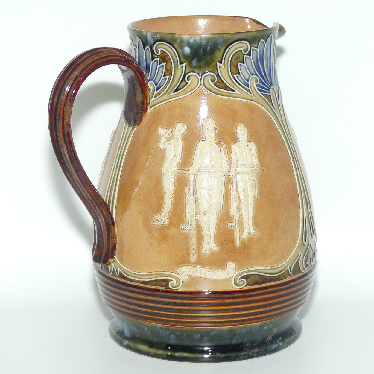 Doulton Lambeth stoneware Cycling bulbous jug | MILITARY, ROAD and PATH | #1