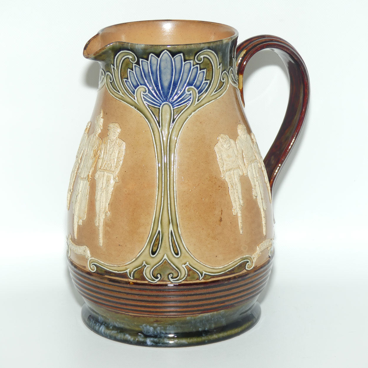 Doulton Lambeth stoneware Cycling bulbous jug | MILITARY, ROAD and PATH | #1