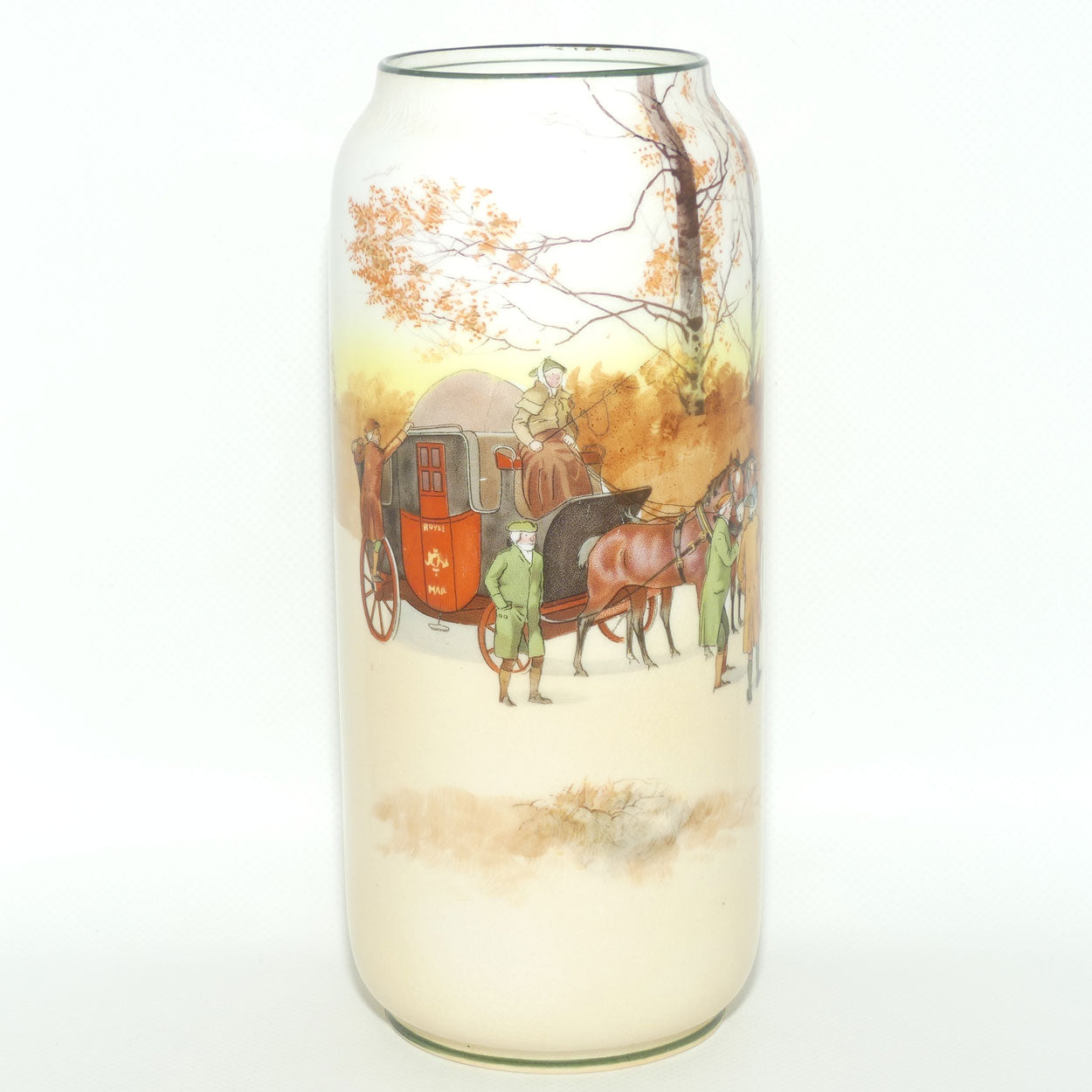 Royal Doulton Coaching Days tall cylindrical vase | Shape 1301 | E3804