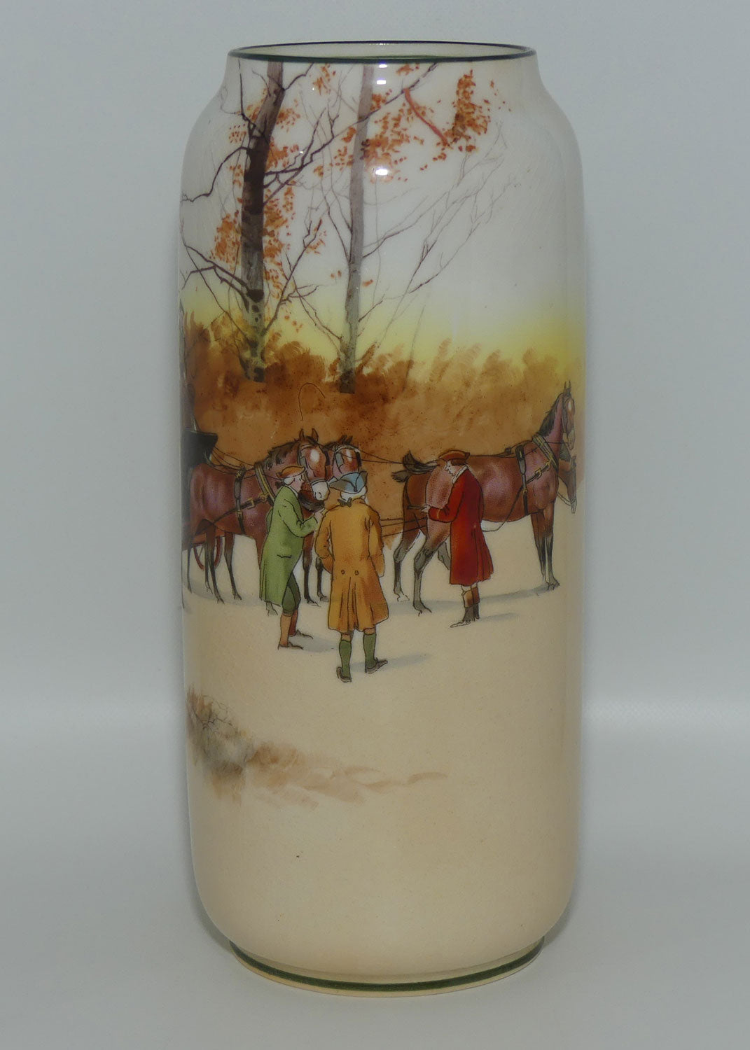 Royal Doulton Coaching Days tall cylindrical vase | Shape 1301 | E3804