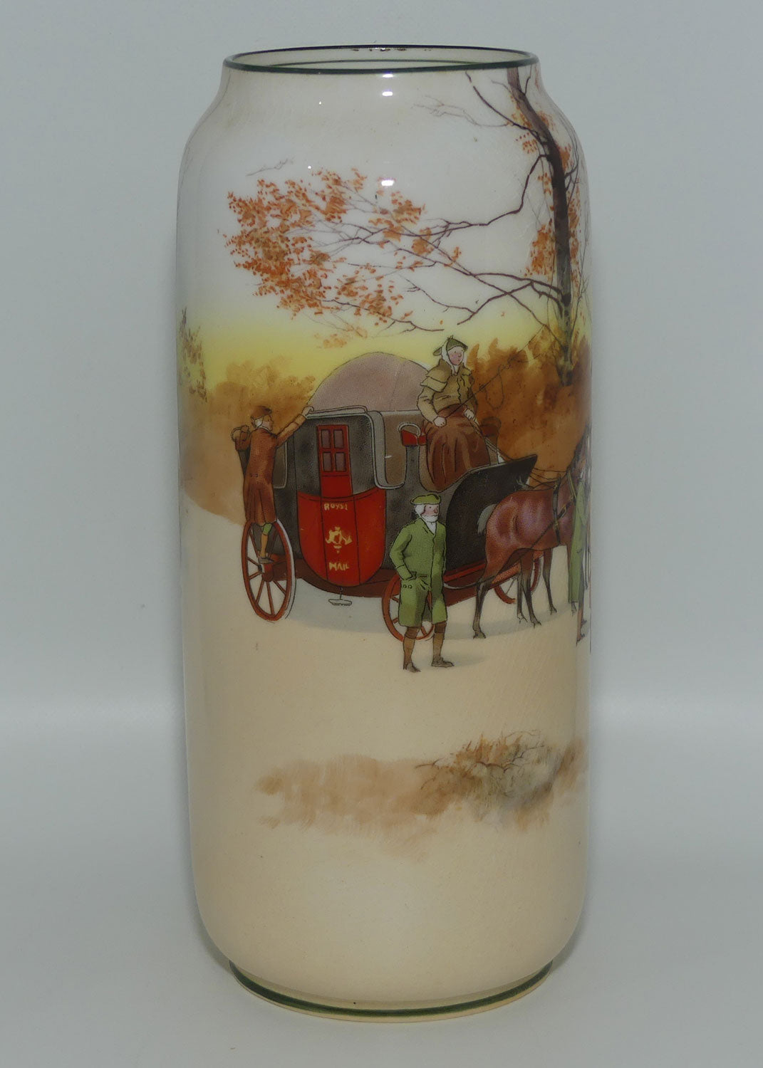 Royal Doulton Coaching Days tall cylindrical vase | Shape 1301 | E3804