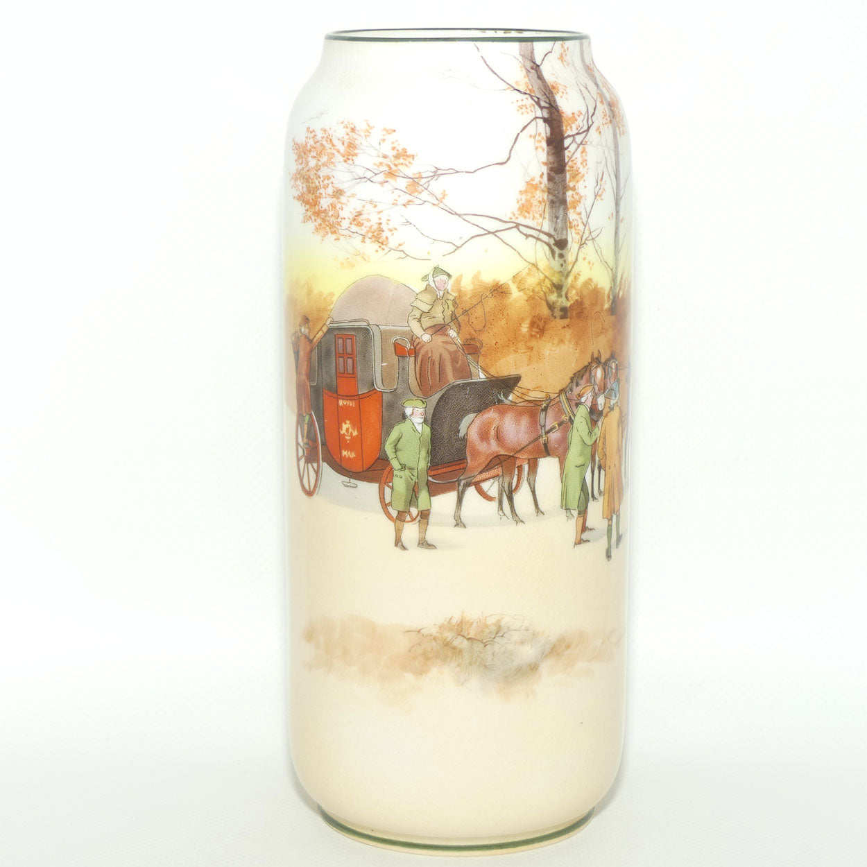 Royal Doulton Coaching Days tall cylindrical vase | Shape 1301 | E3804