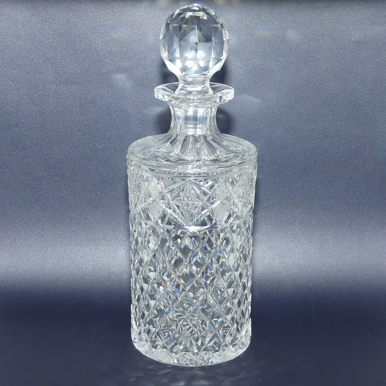 Webb Crystal finely cut cylindrical shape decanter