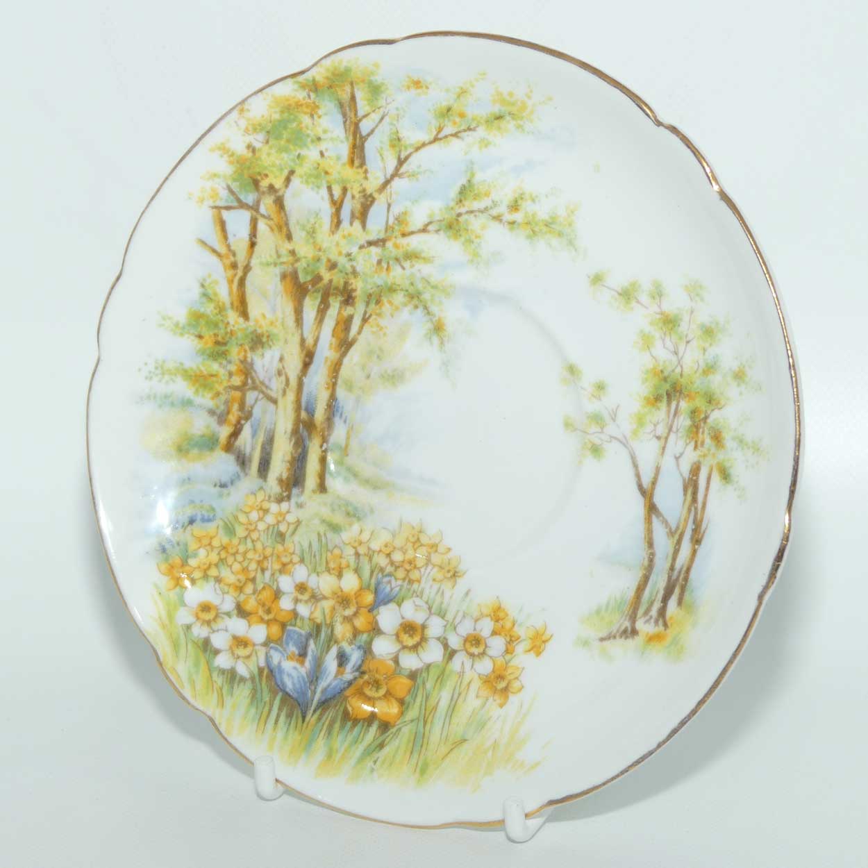 Shelley Daffodil Time tea saucer | 14.5cm | Gilt Trim | 13370