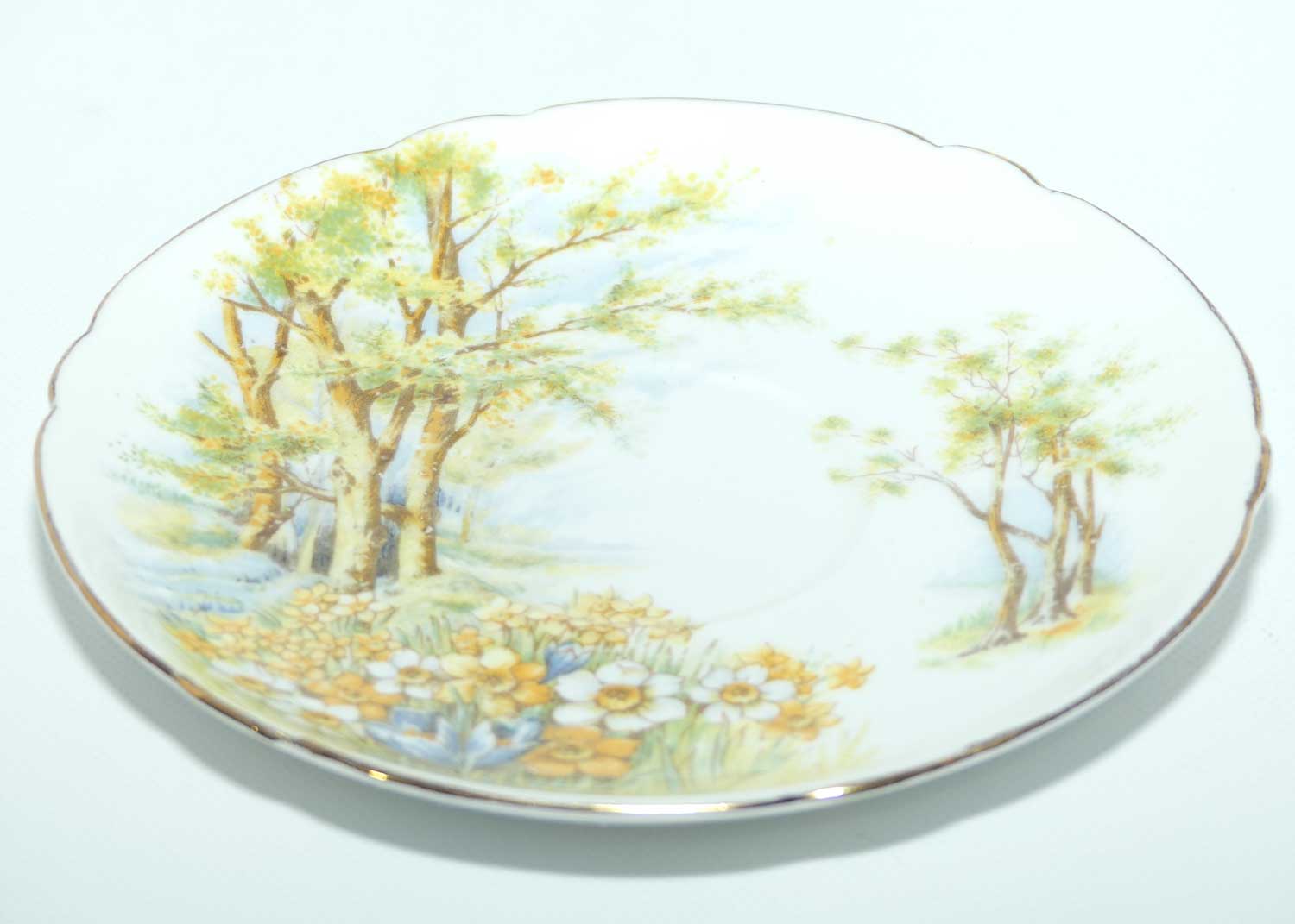 Shelley Daffodil Time tea saucer | 14.5cm | Gilt Trim | 13370