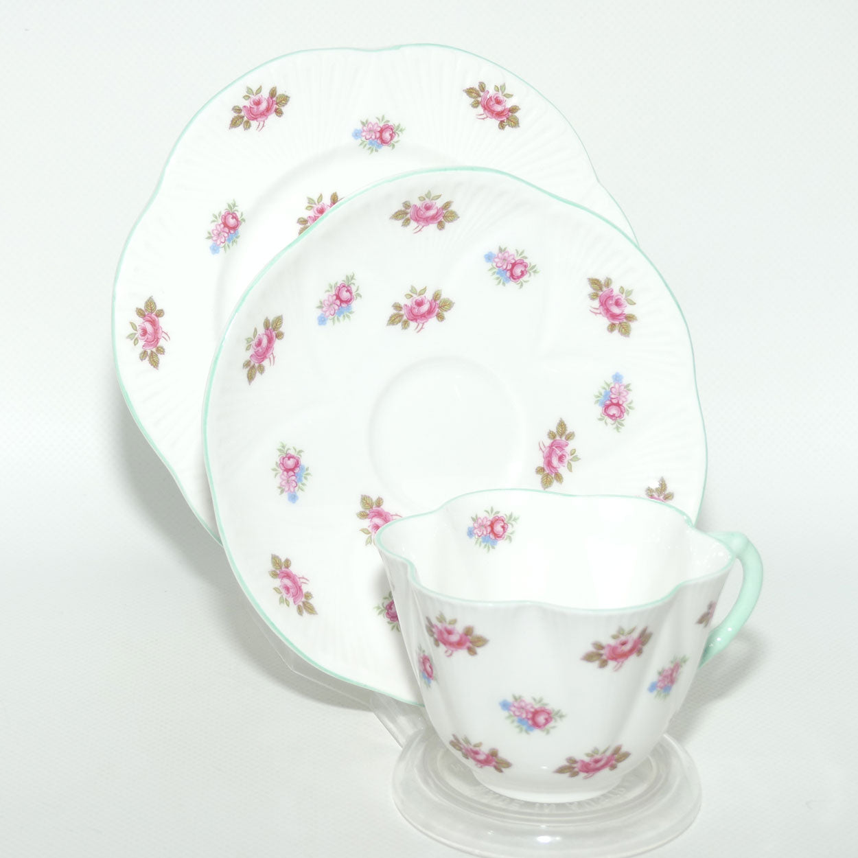 Shelley Dainty shape Rosebuds trio | Aqua trim