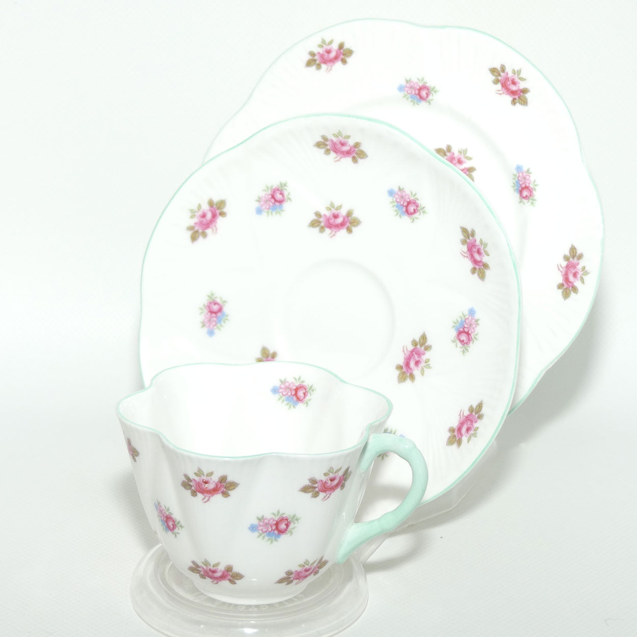 Shelley Dainty shape Rosebuds trio | Aqua trim