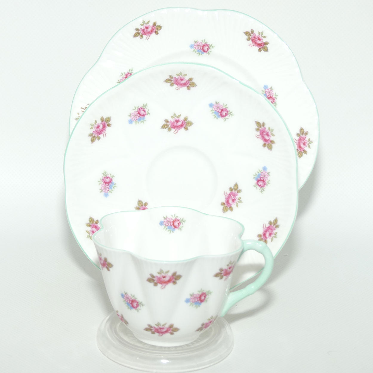 Shelley Dainty shape Rosebuds trio | Aqua trim