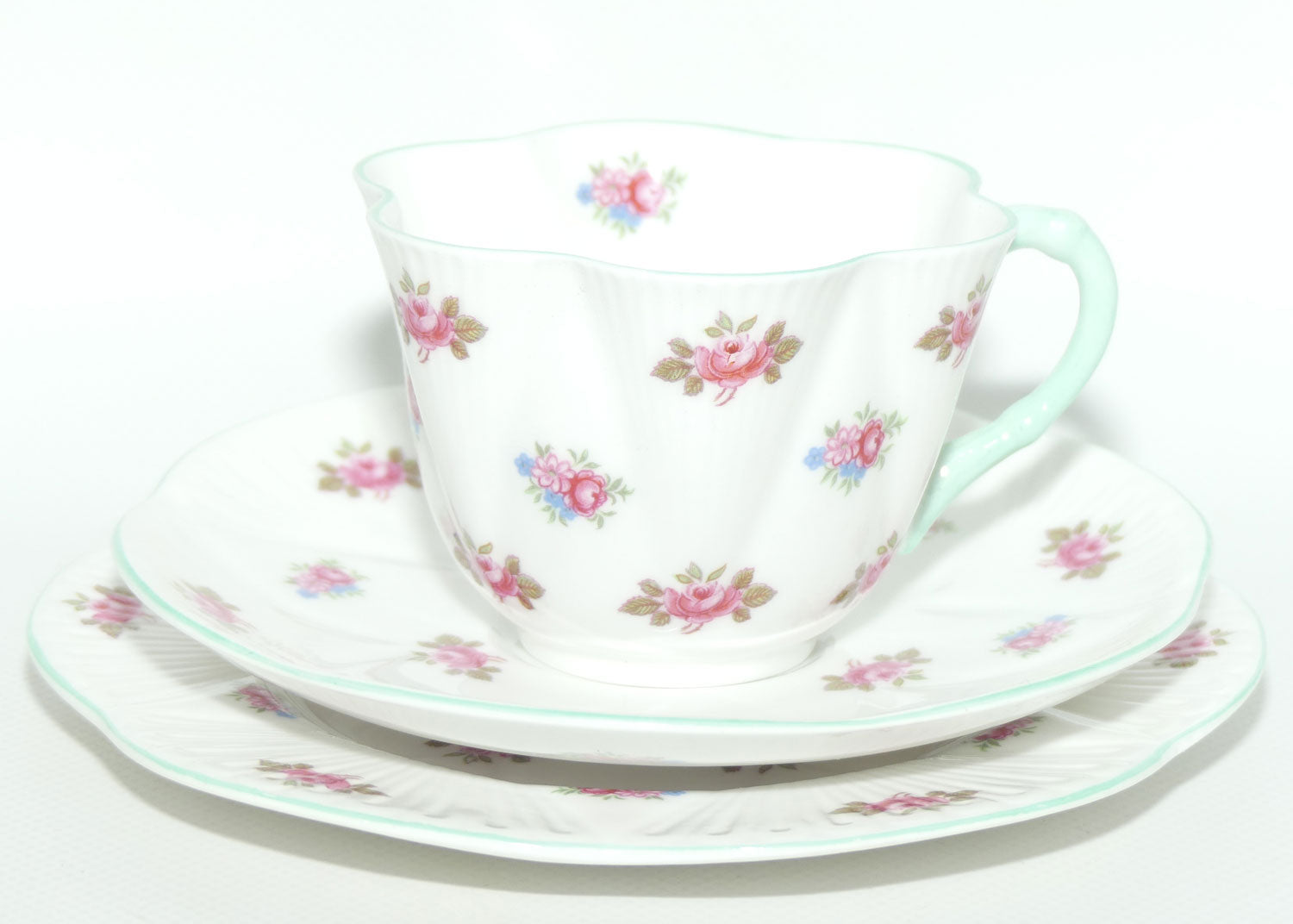 Shelley Dainty shape Rosebuds trio | Aqua trim