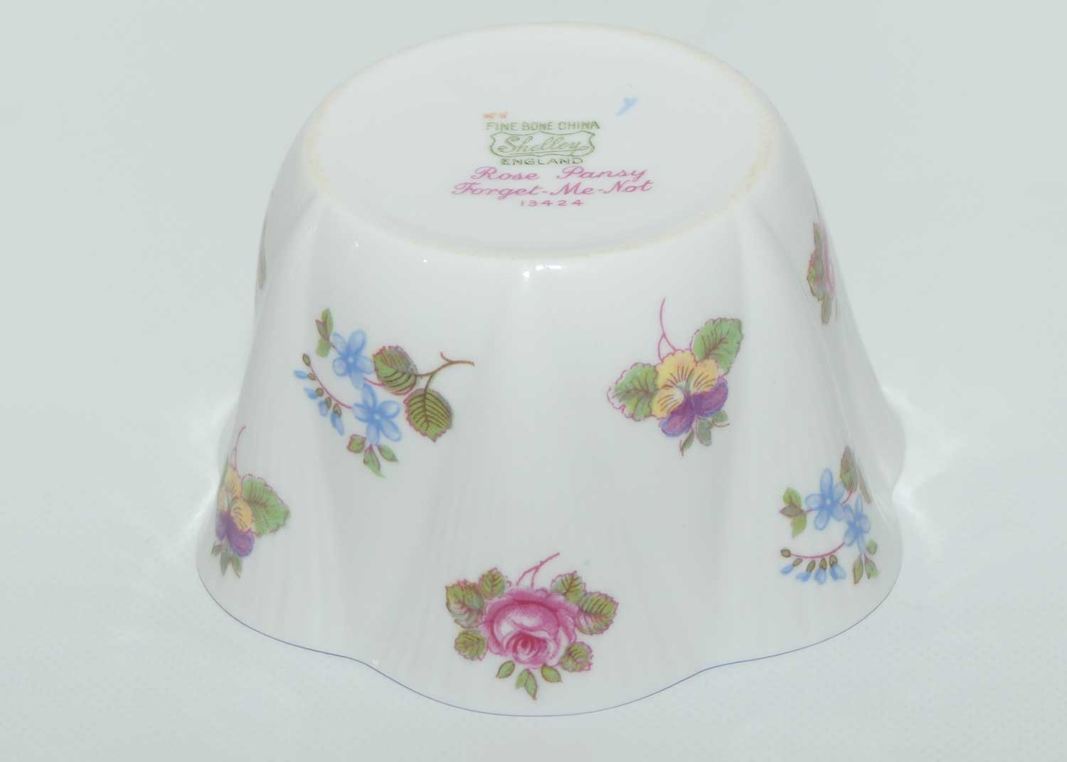 Shelley Dainty shape Rose, Pansy, Forget Me Not sugar bowl | coffee size | Pattern 13424