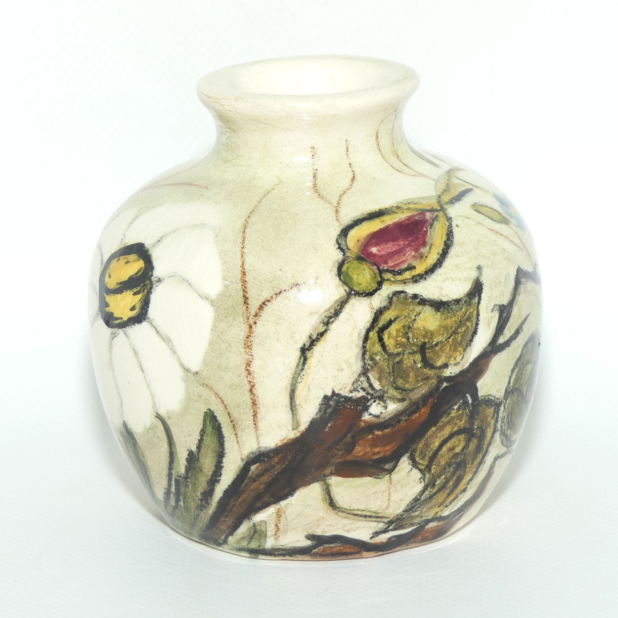 Australian Pottery | Daisyware Pottery ball vase | Small | Roses and Daisy Decor