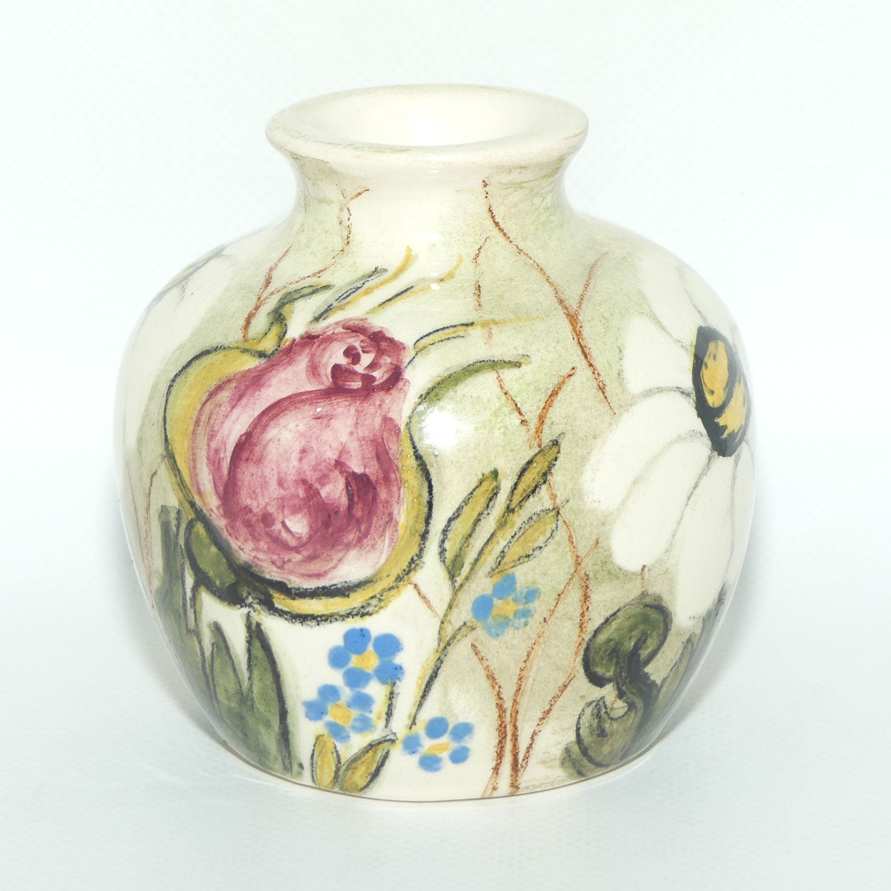 Australian Pottery | Daisyware Pottery ball vase | Small | Roses and Daisy Decor