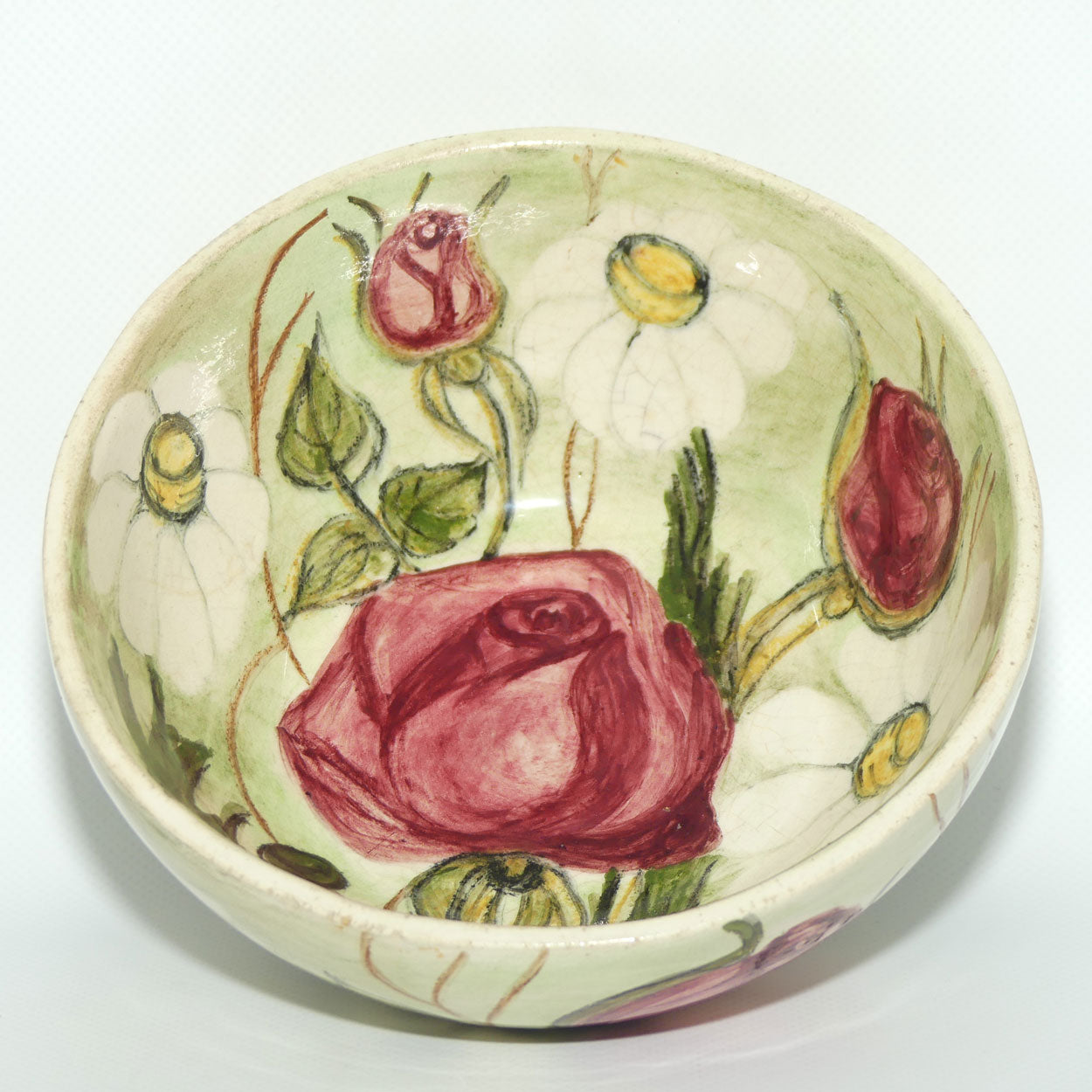 Australian Pottery | Daisyware Pottery bowl | 17cm diam | Roses and Daisy Decor