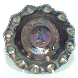 Australian Carnival Glass | Dark Kangaroo nappy bowl