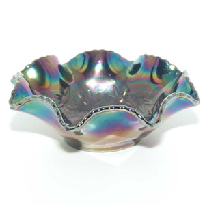 Australian Carnival Glass | Dark Magpie nappy bowl | #1