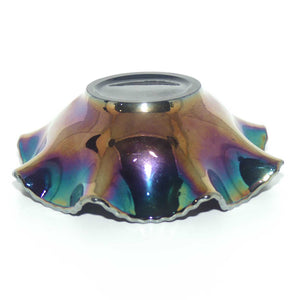 Australian Carnival Glass | Dark Magpie nappy bowl | #1