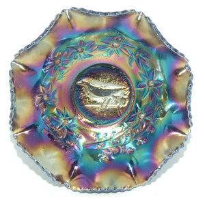 Australian Carnival Glass | Dark Magpie nappy bowl | #2