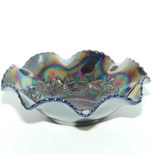 Australian Carnival Glass | Dark Magpie nappy bowl | #3