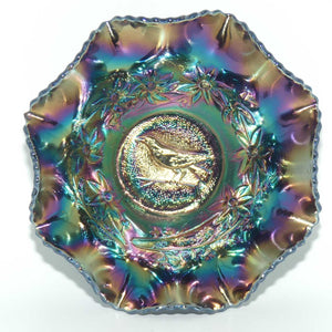 Australian Carnival Glass | Dark Magpie nappy bowl | #4