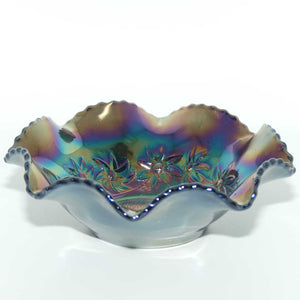 Australian Carnival Glass | Dark Magpie nappy bowl | #4