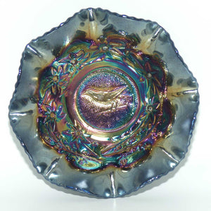 Australian Carnival Glass | Dark Magpie nappy bowl | #5