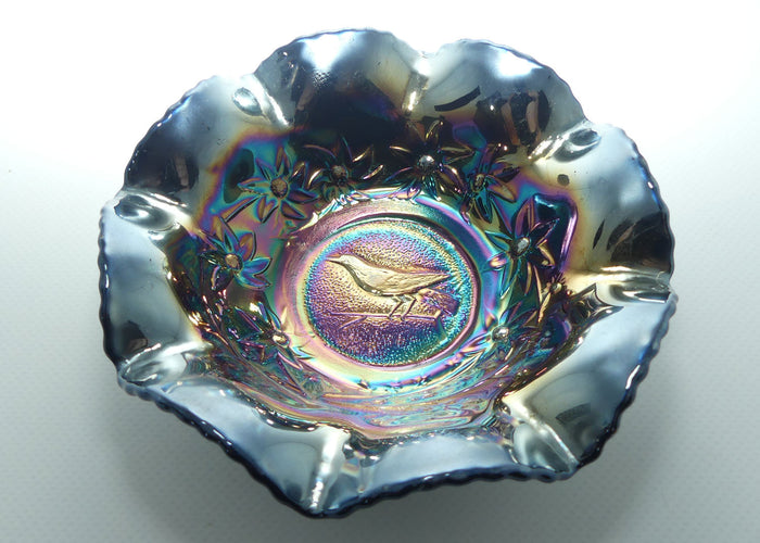 Australian Carnival Glass | Dark Magpie nappy bowl | #5