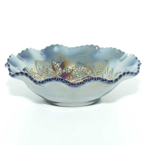 Australian Carnival Glass | Dark Piping Shrike nappy bowl | Gun metal | #2