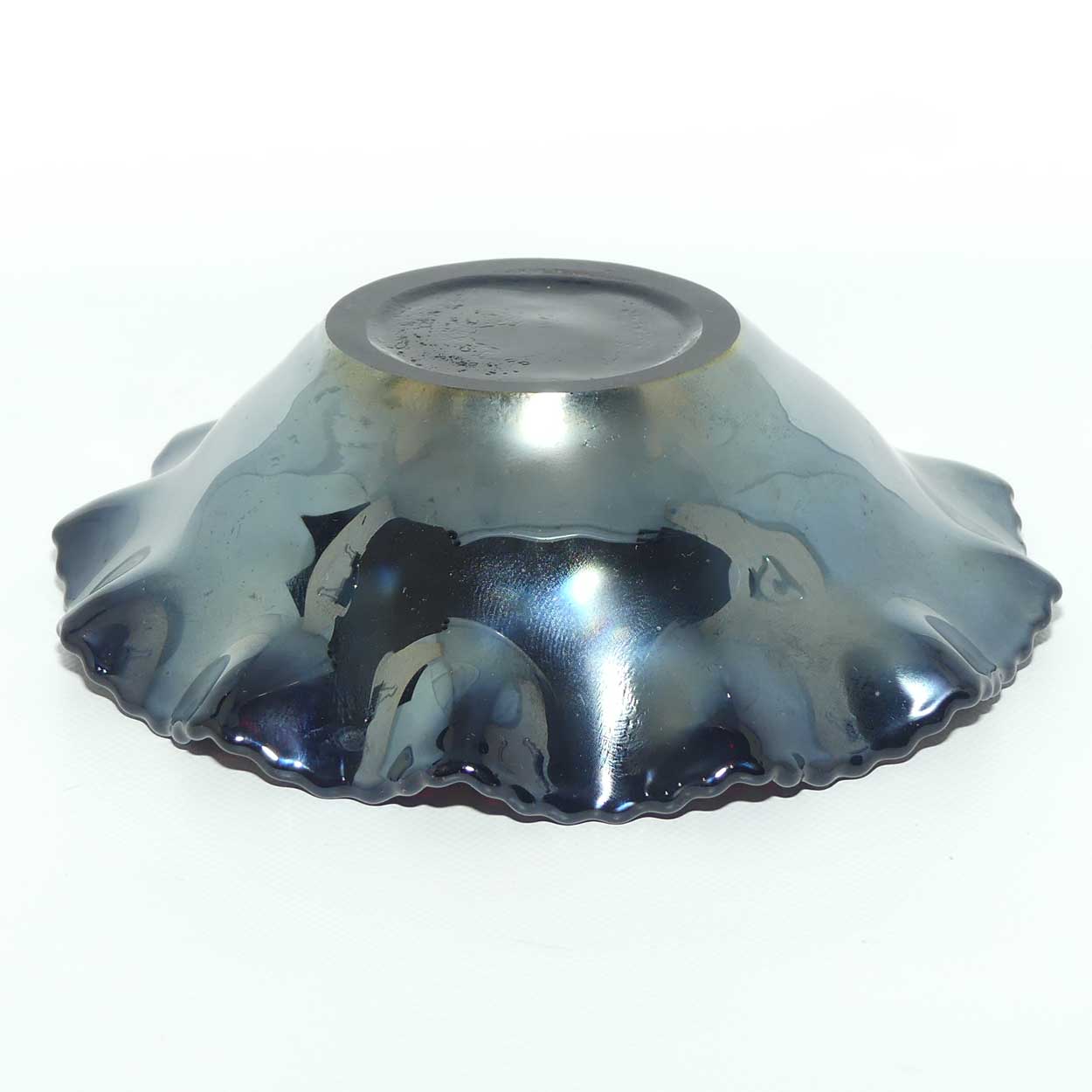 Australian Carnival Glass | Dark Piping Shrike nappy bowl | #3