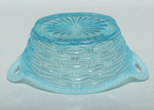 Turquoise and Vaseline Glass twin handle basket | Davidson