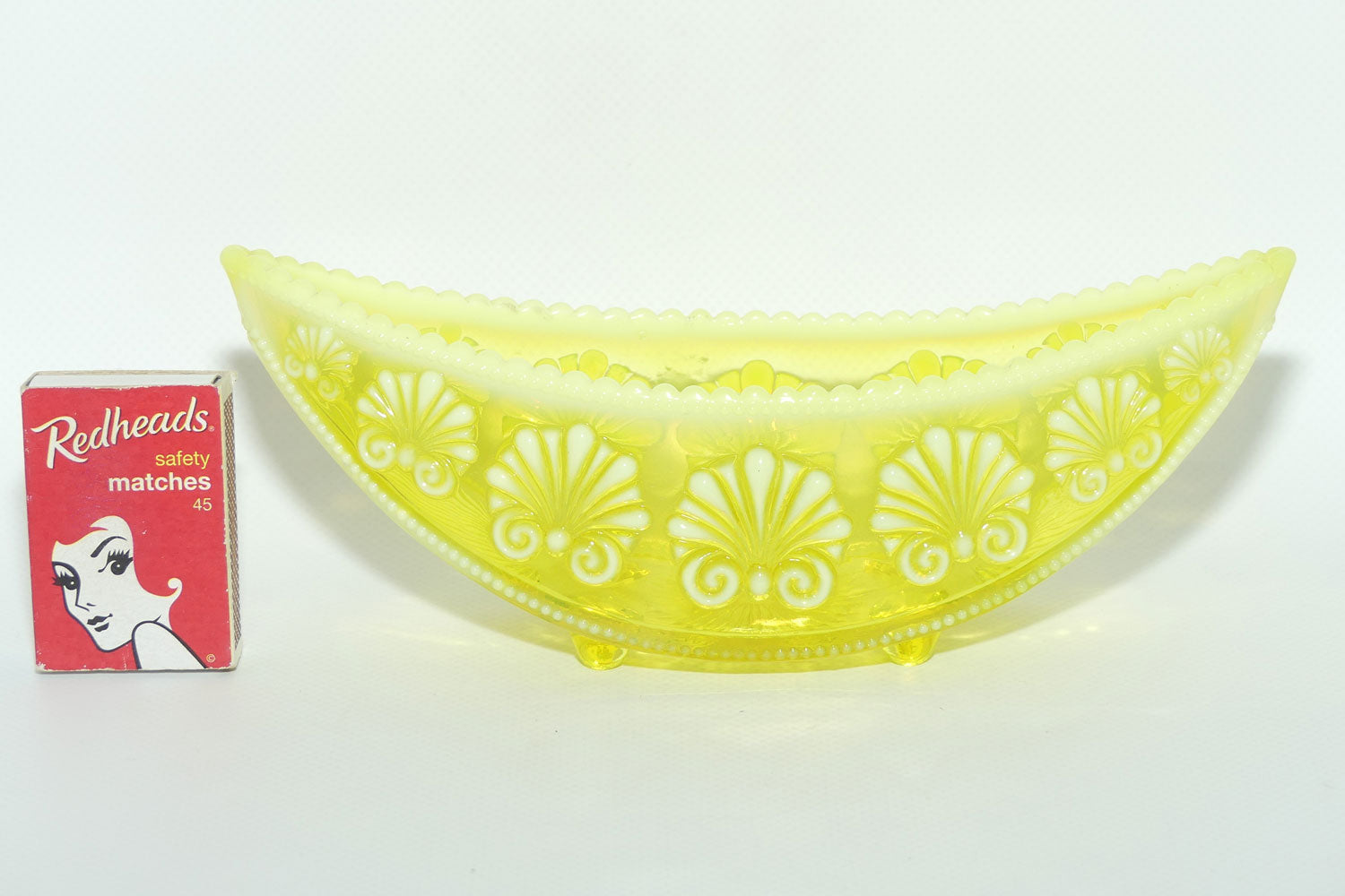 Victorian era Vaseline Glass posy trough | Uranium glass | Davidson Primrose