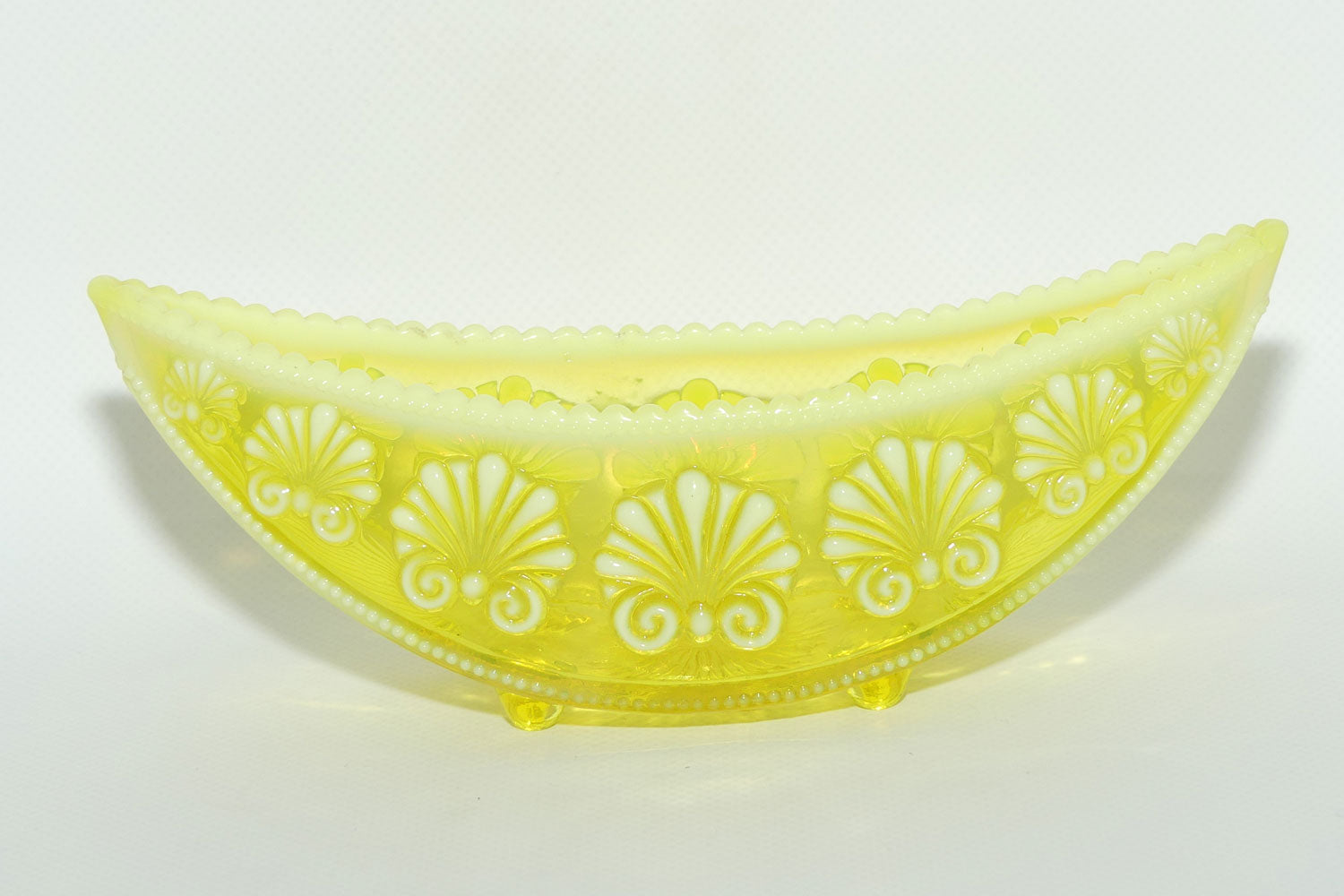 Victorian era Vaseline Glass posy trough | Uranium glass | Davidson Primrose