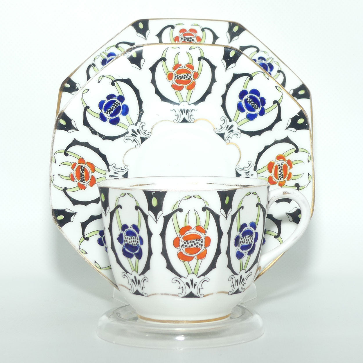 Delphine Bone China Rennie Rose | Art Deco trio