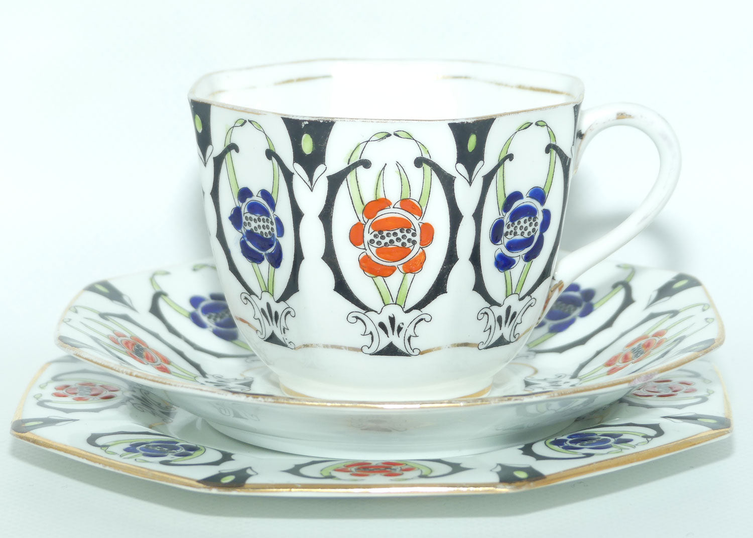 Delphine Bone China Rennie Rose | Art Deco trio