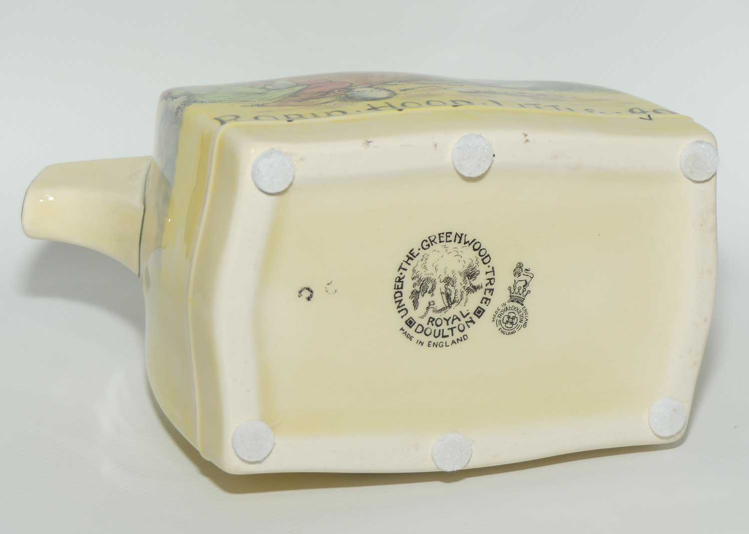 Royal Doulton Under the Greenwood Tree | Robin Hood Art Deco shape tea pot | Robin Hood Little John & Jovial Friar Tuck