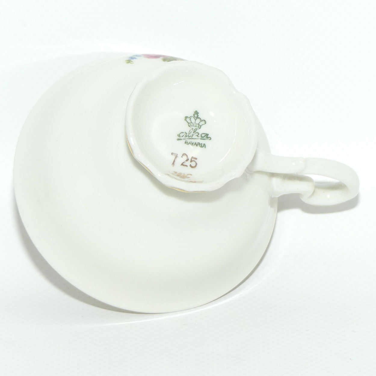 Alka Bavaria demi tasse duo | Pink Flower and figured rim