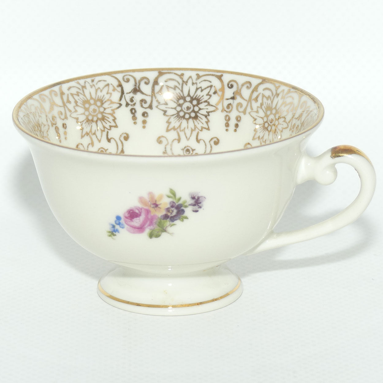 Alka Bavaria demi tasse duo | Purple Flower and gilt rim