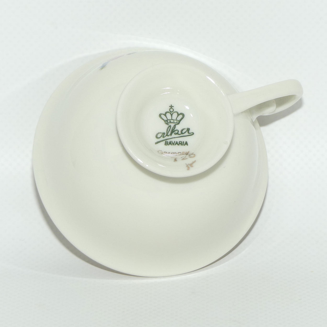 Alka Bavaria demi tasse duo | Purple Flower and gilt rim