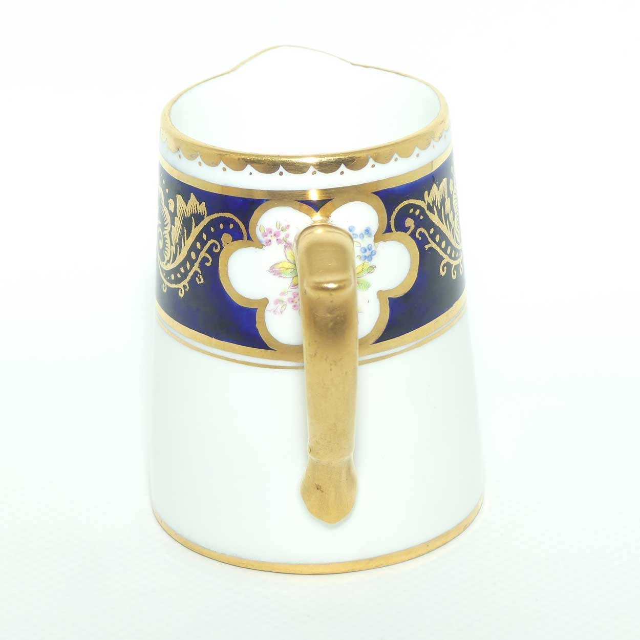 Paragon Royal Blue and Gilt border demi tasse milk and sugar | Floral Spray
