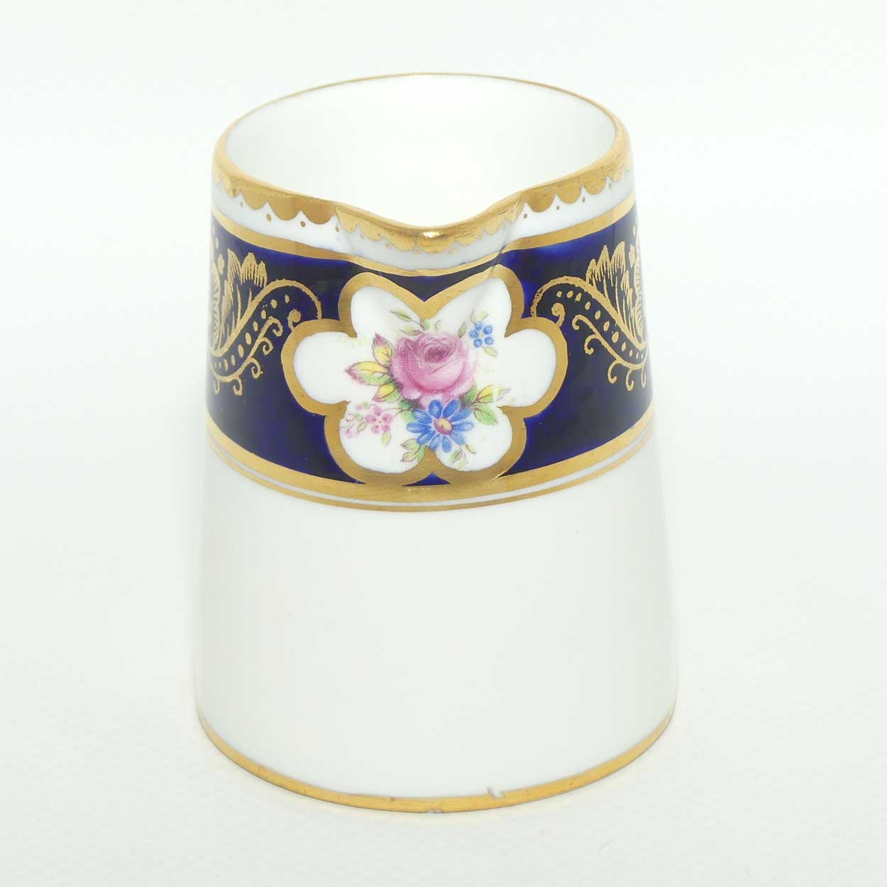 Paragon Royal Blue and Gilt border demi tasse milk and sugar | Floral Spray