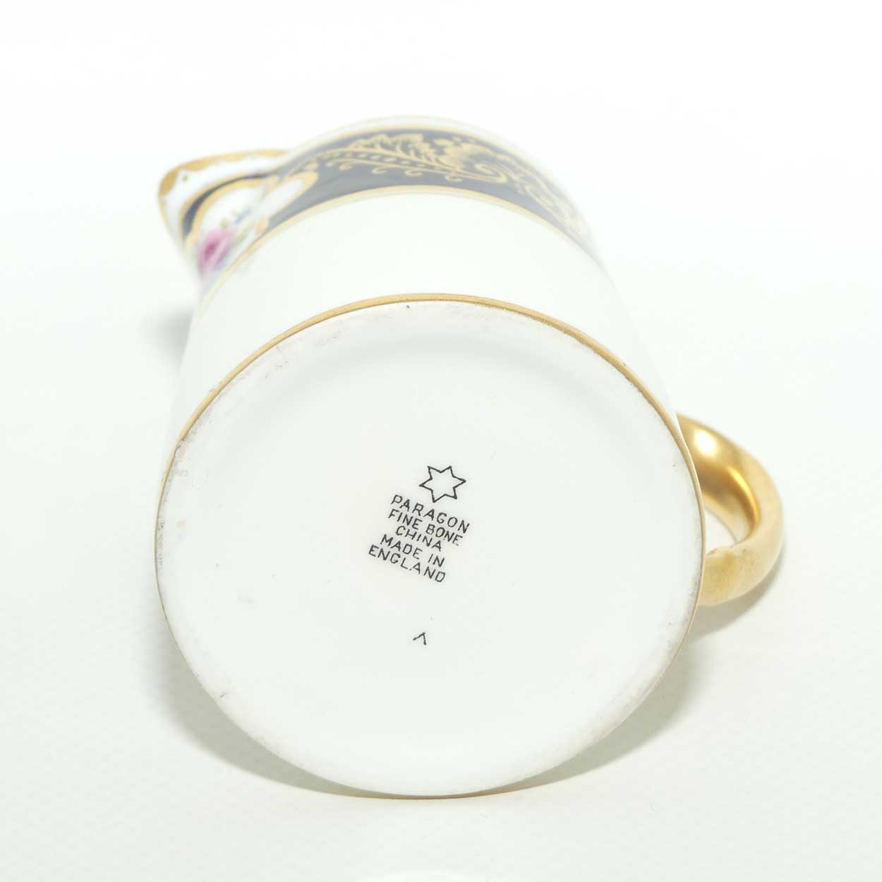 Paragon Royal Blue and Gilt border demi tasse milk and sugar | Floral Spray