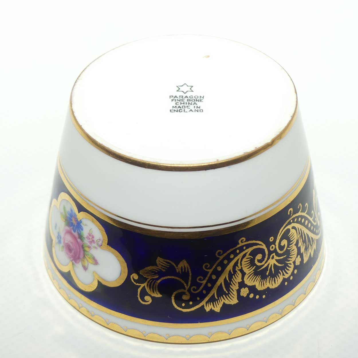Paragon Royal Blue and Gilt border demi tasse milk and sugar | Floral Spray