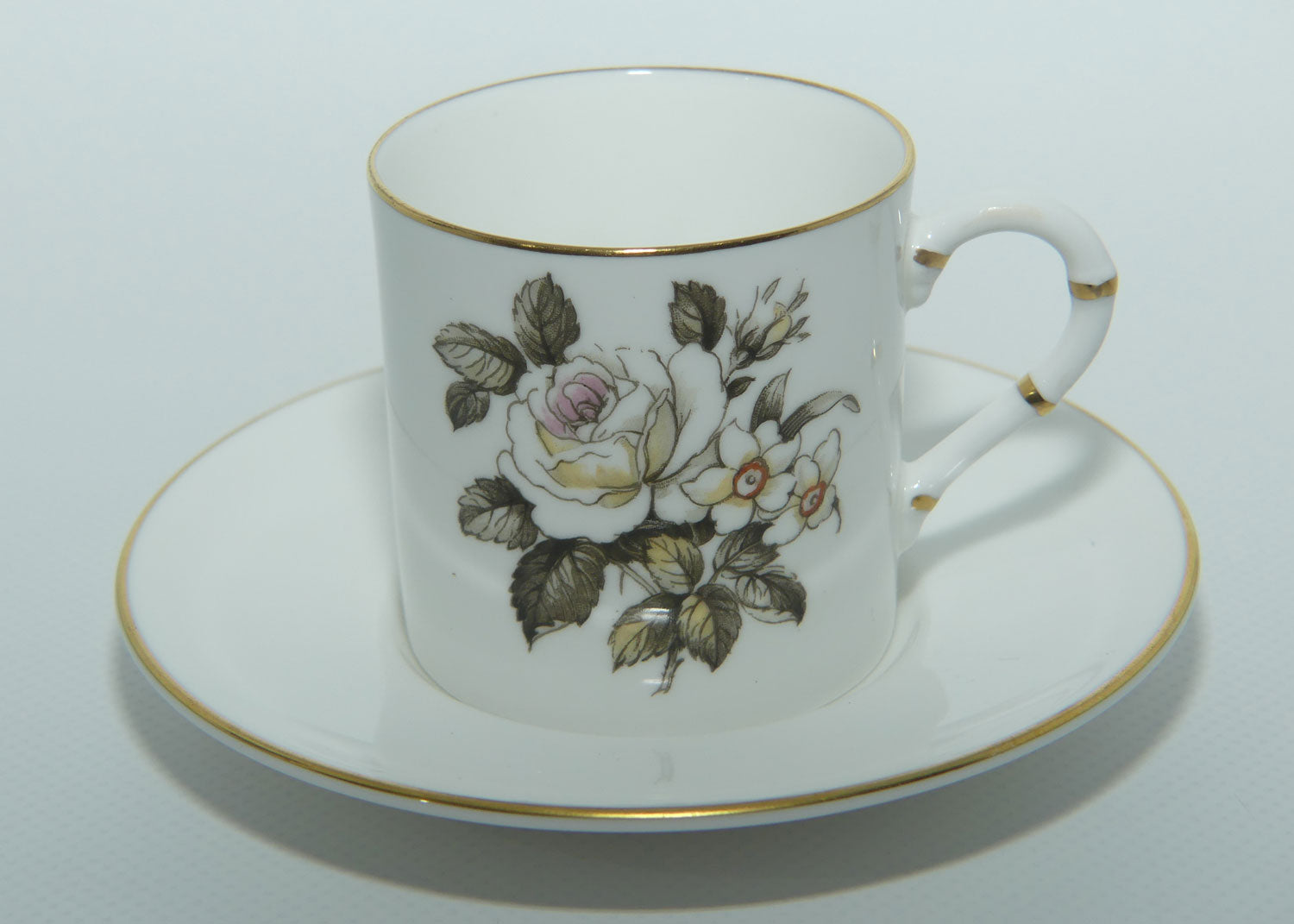 Royal Worcester Rose demi tasse coffee duo